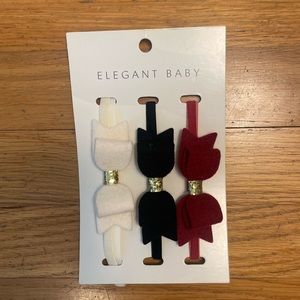 Elegant Baby - Pack of 3 Holiday Felt Bows for Newborn - NWT